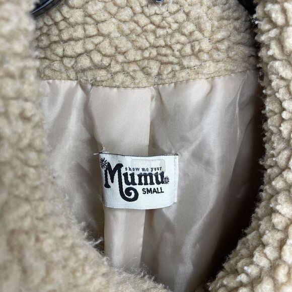 SHOW ME YOUR MUMU Womens Cordella Faux Shearling Jacket Sz S Pockets Teddy - Picture 9 of 11